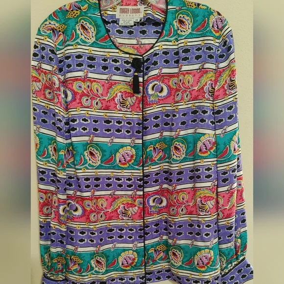 Maggie London Silk Blouse Women's Size 10 - Picture 8 of 9